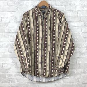 Vintage Ralph Lauren Chaps Button Up Shirt XL Geometric Graphics Mid 1990's